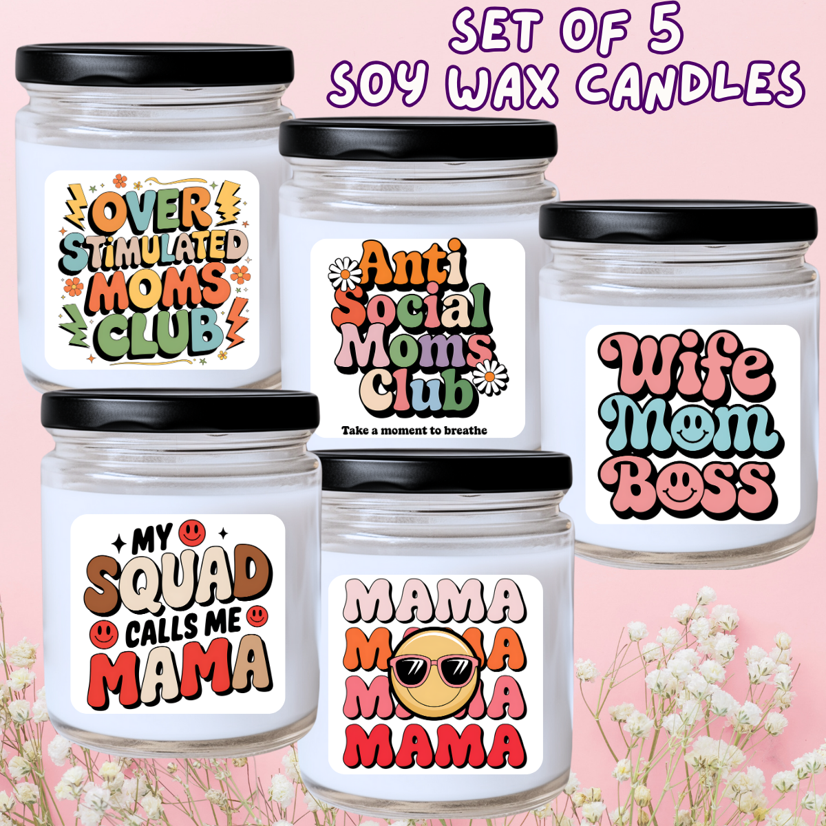 Mother's Day / Spring - 5 Piece Jar Candle Set #20