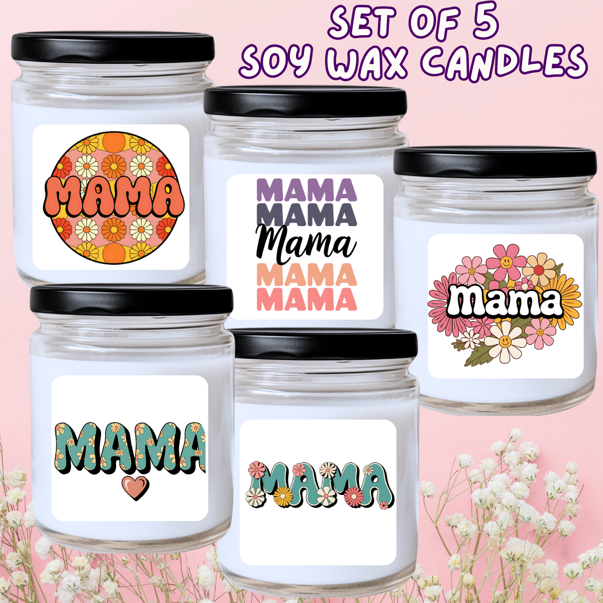 Mother's Day / Spring - 5 Piece Jar Candle Set #34