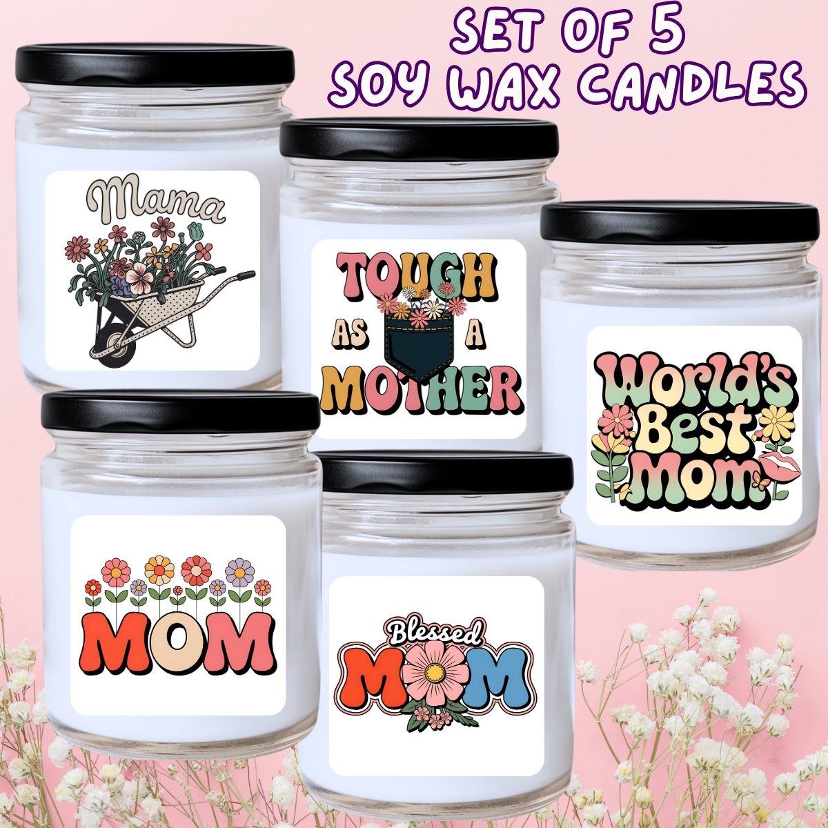 Mother's Day / Spring - 5 Piece Jar Candle Set #38