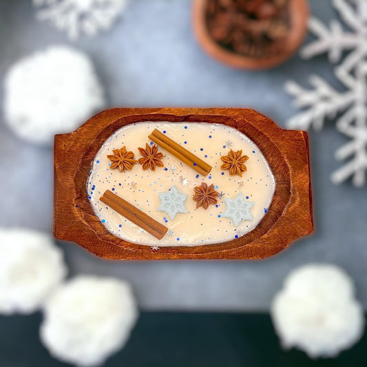 Dough Bowl Candle - Oval - Cinnamon Star Anise Snowflake