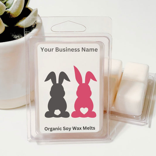 Gray & Pink Bunny - Easter Soy Wax Clamshell (Customizable)