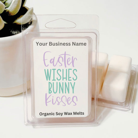 Easter Wishes Bunny Kisses - Easter Soy Wax Clamshell (Customizable)