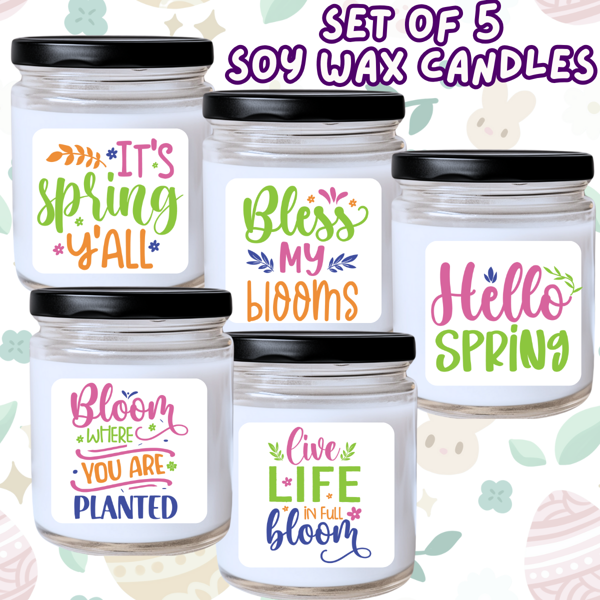 Easter / Spring - 5 Piece Jar Candle Set #44