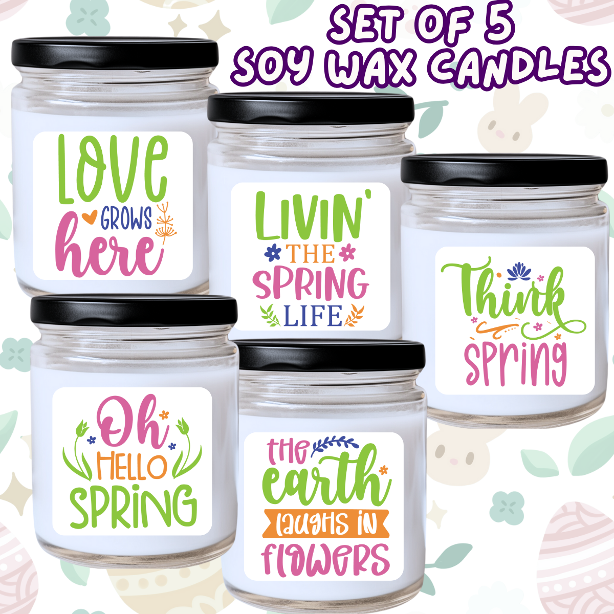 Easter / Spring - 5 Piece Jar Candle Set #46