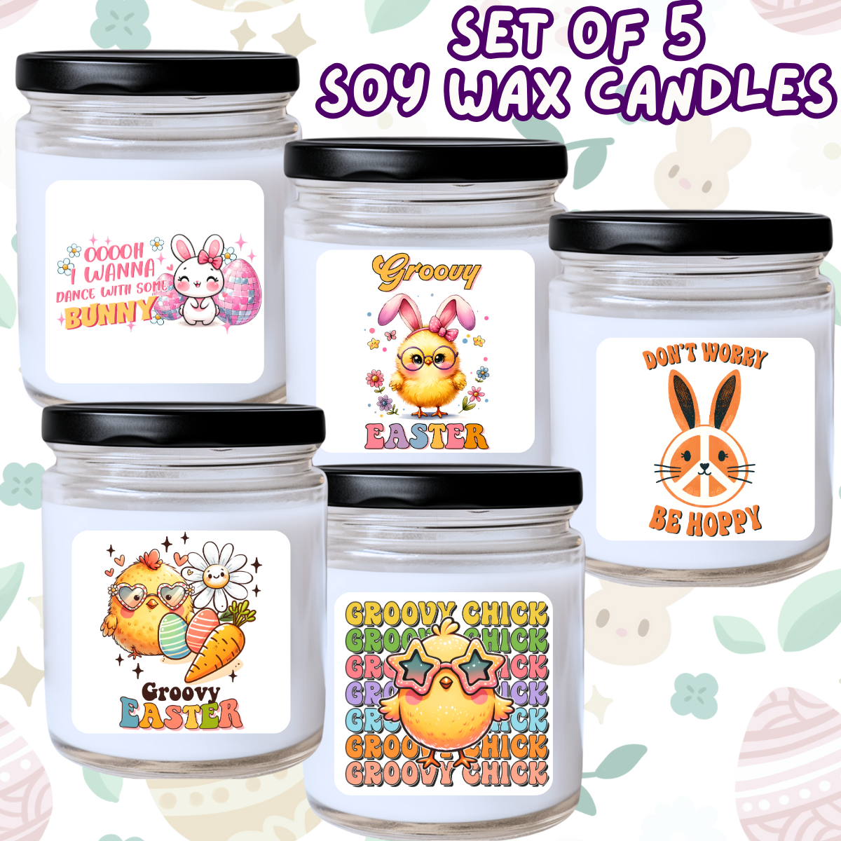 Easter / Spring - 5 Piece Jar Candle Set #52