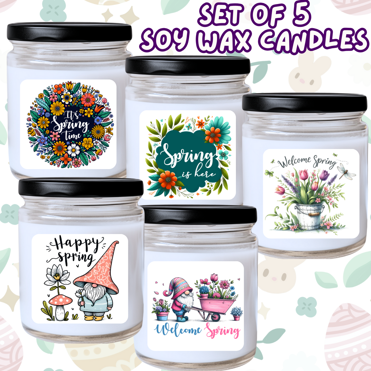 Easter / Spring - 5 Piece Jar Candle Set #74