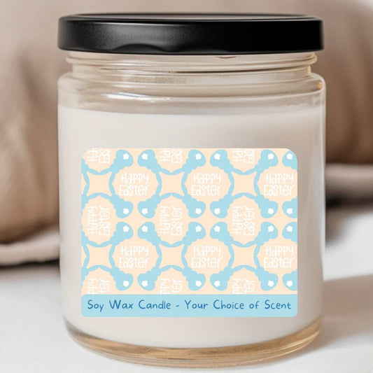 Egg Print Peach/Blue - Easter 8oz Jar Candle (#103)