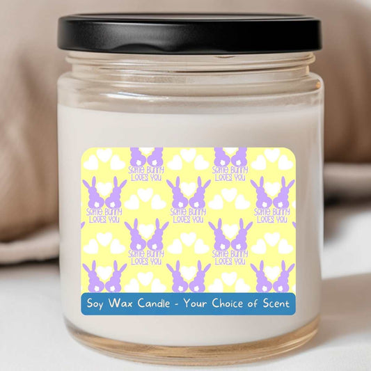 Bunny Print Purple/Yellow - Easter 8oz Jar Candle (#105)