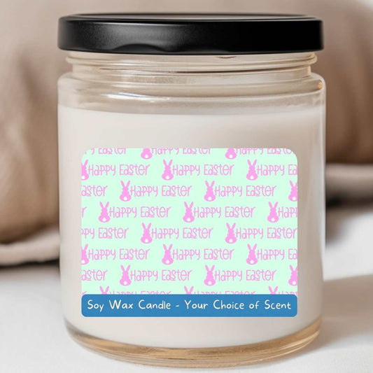 Happy Easter Mint/Pink Bunny - Easter 8oz Jar Candle (#119)