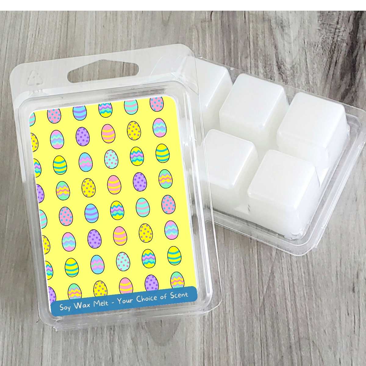 BRIGHT YELLOW Cartoon Egg Grid - Easter Soy Wax Clamshell (#140)