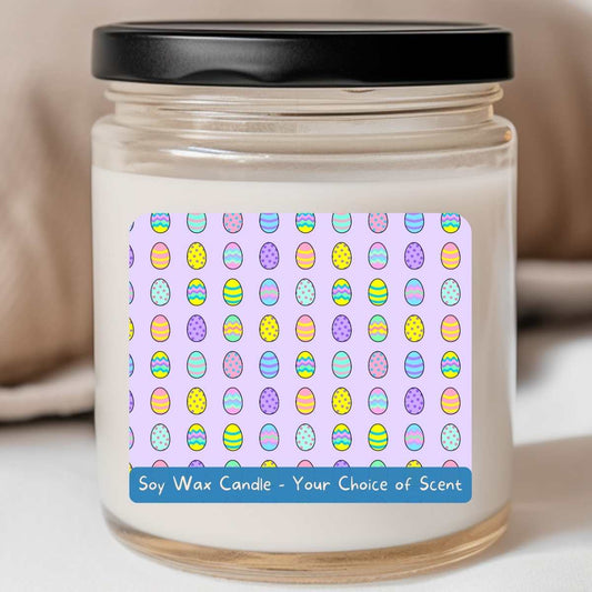 PASTEL PURPLE Cartoon Egg Grid - Easter 8oz Jar Candle (#147)