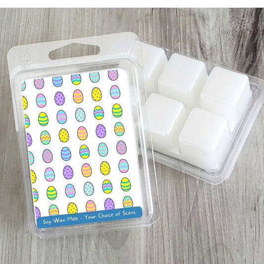 WHITE/MULTI Cartoon Egg Grid - Easter Soy Wax Clamshell (#152)