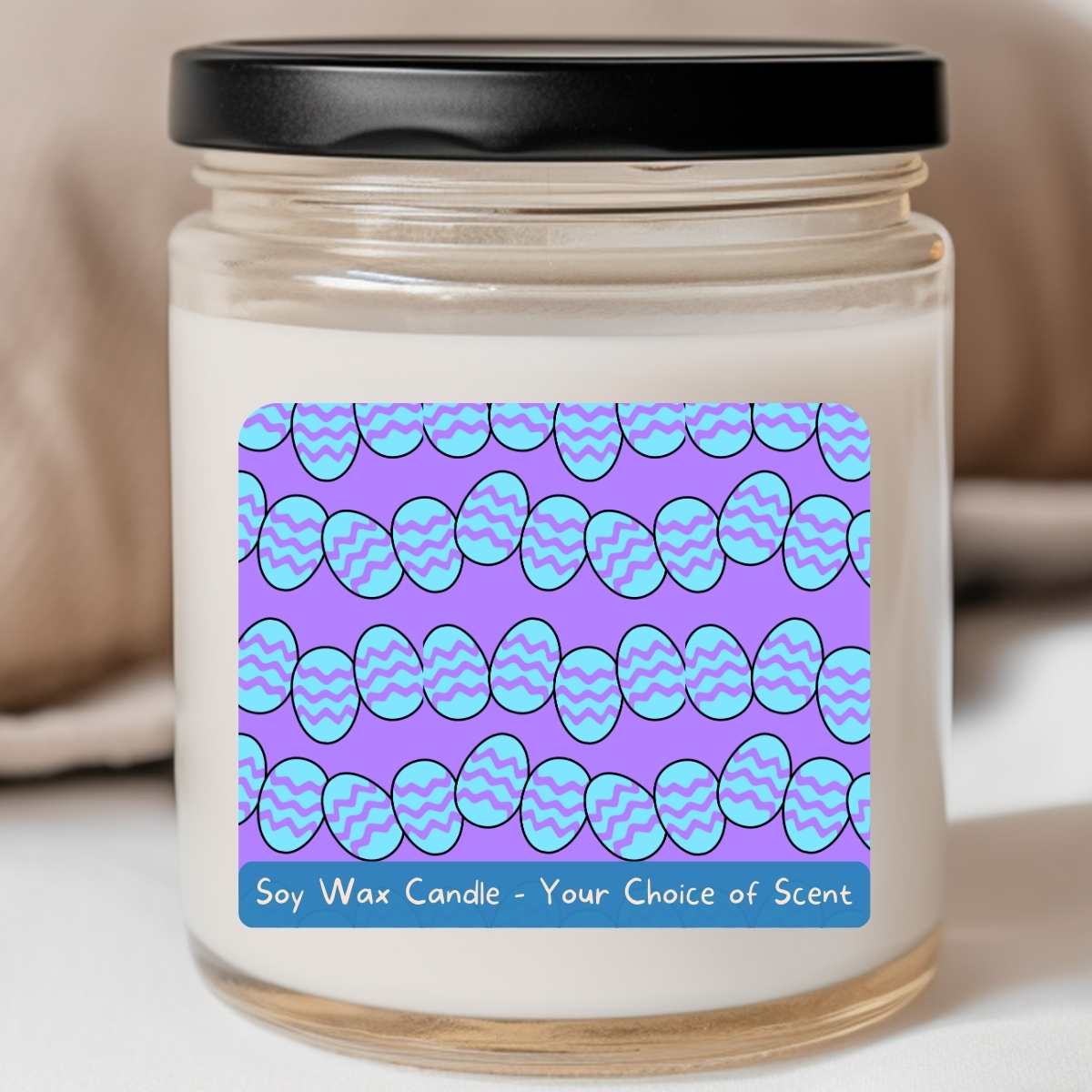 Purple/Blue Squiggle Eggs - Easter 8oz Jar Candle (#153)