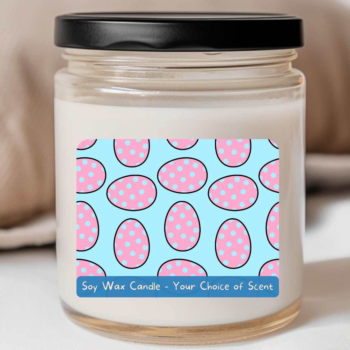 Blue/Pink Polka Dot Eggs - Easter 8oz Jar Candle (#159)