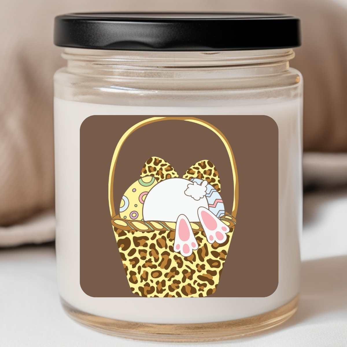 Easter Bunny Basket Butt Leopard Western - Easter 8oz Jar Candle (#187)