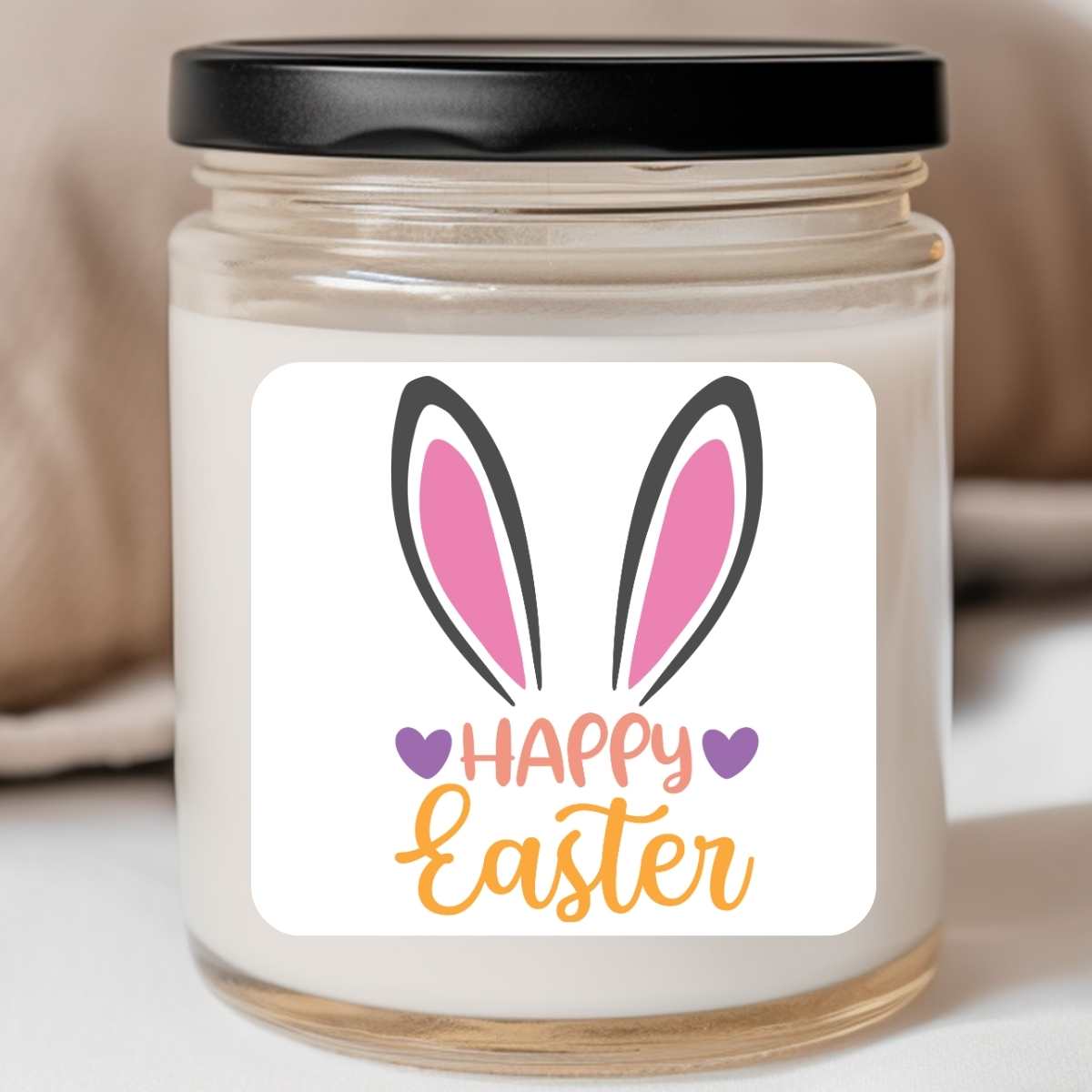 Happy Easter Bunny Ears Heart - Easter 8oz Jar Candle (#21)